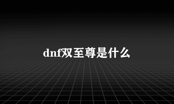 dnf双至尊是什么