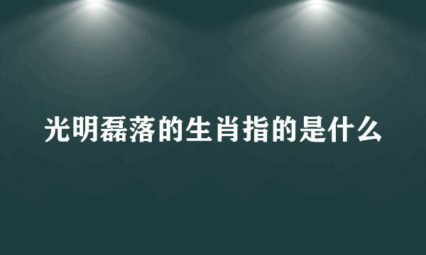 光明磊落的生肖指的是什么