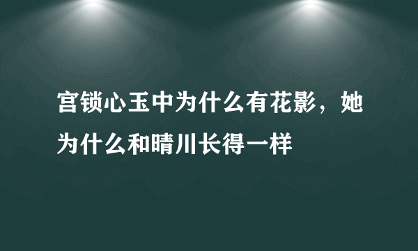 宫锁心玉中为什么有花影，她为什么和晴川长得一样