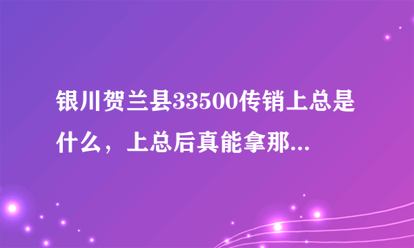 银川贺兰县33500传销上总是什么，上总后真能拿那么钱吗？