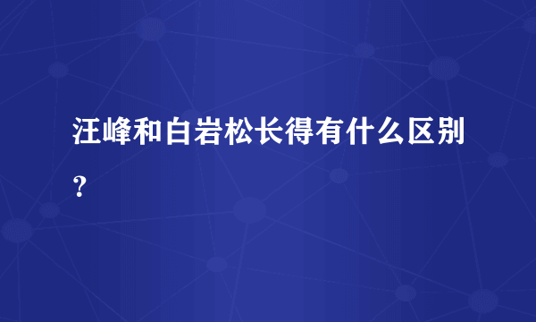 汪峰和白岩松长得有什么区别？