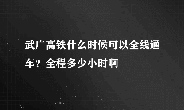 武广高铁什么时候可以全线通车？全程多少小时啊