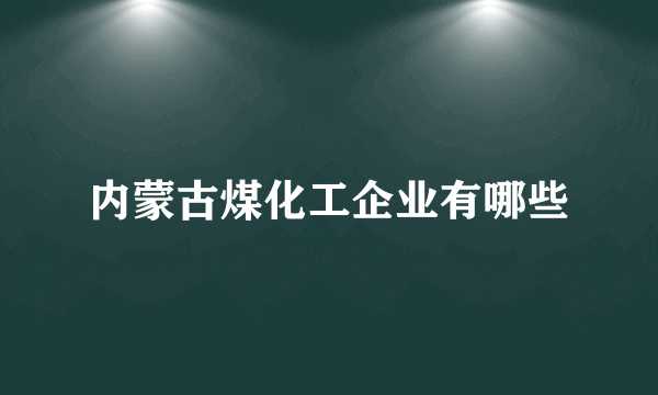 内蒙古煤化工企业有哪些