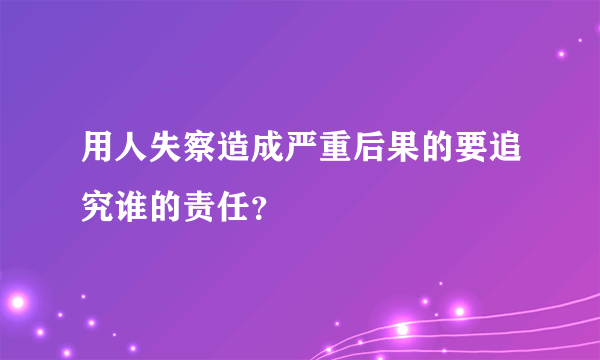 用人失察造成严重后果的要追究谁的责任？