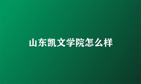 山东凯文学院怎么样