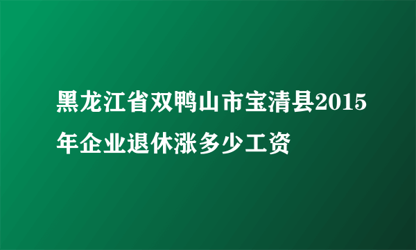 黑龙江省双鸭山市宝清县2015年企业退休涨多少工资