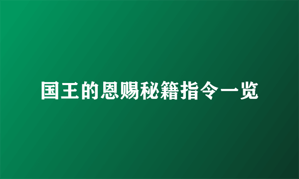 国王的恩赐秘籍指令一览