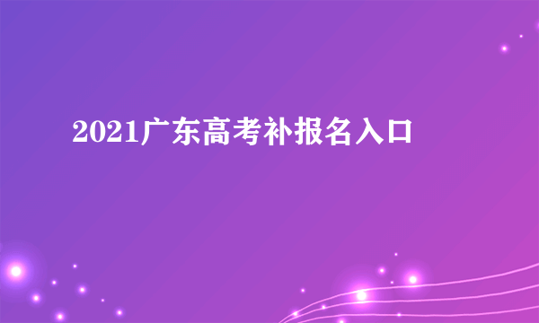 2021广东高考补报名入口