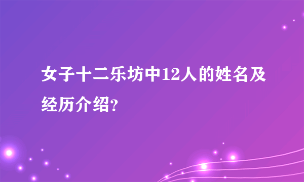 女子十二乐坊中12人的姓名及经历介绍？