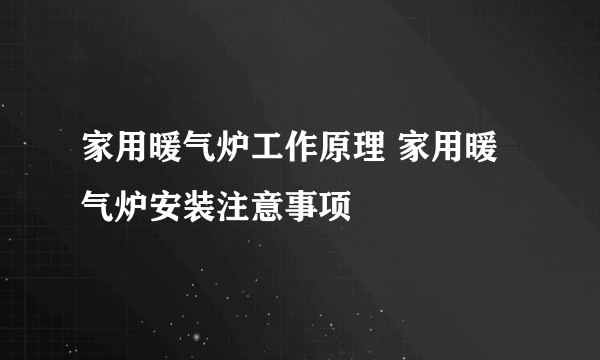 家用暖气炉工作原理 家用暖气炉安装注意事项