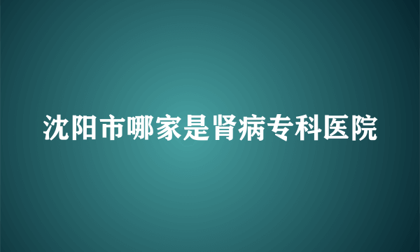 沈阳市哪家是肾病专科医院