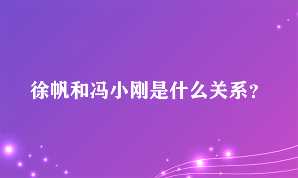 徐帆和冯小刚是什么关系？