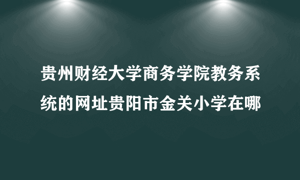 贵州财经大学商务学院教务系统的网址贵阳市金关小学在哪