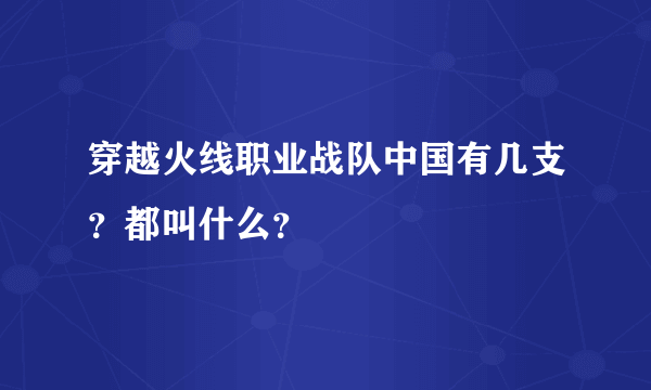 穿越火线职业战队中国有几支？都叫什么？