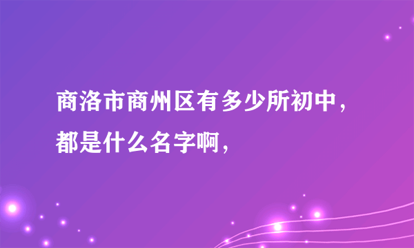 商洛市商州区有多少所初中，都是什么名字啊，