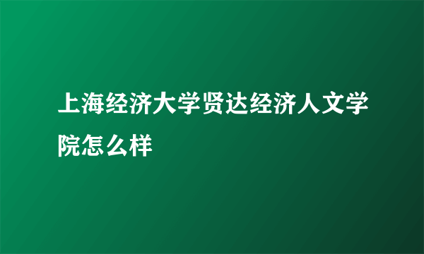 上海经济大学贤达经济人文学院怎么样