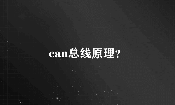 can总线原理？