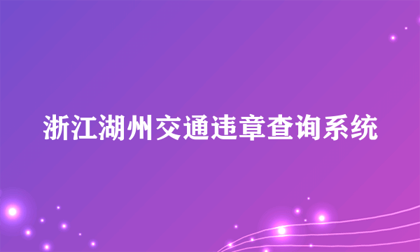 浙江湖州交通违章查询系统