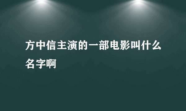 方中信主演的一部电影叫什么名字啊