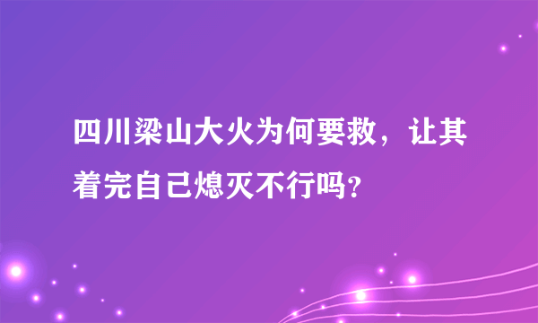 四川梁山大火为何要救，让其着完自己熄灭不行吗？