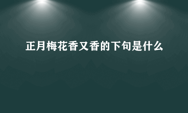 正月梅花香又香的下句是什么