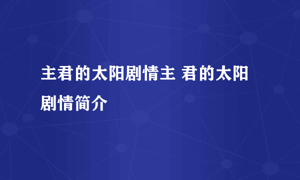 主君的太阳剧情主 君的太阳剧情简介