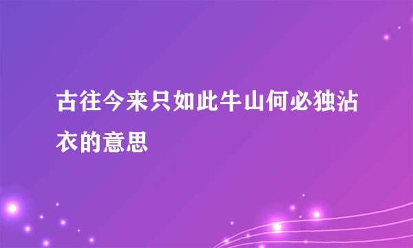 古往今来只如此牛山何必独沾衣的意思