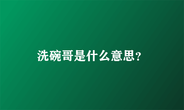 洗碗哥是什么意思？