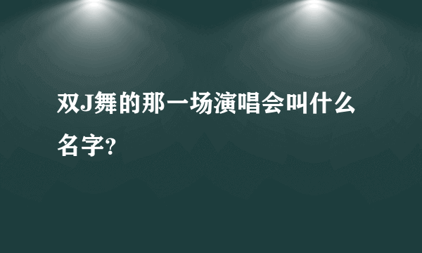 双J舞的那一场演唱会叫什么名字？