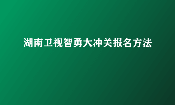 湖南卫视智勇大冲关报名方法