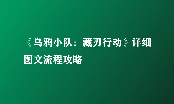 《乌鸦小队：藏刃行动》详细图文流程攻略