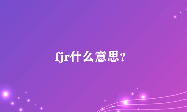 fjr什么意思？