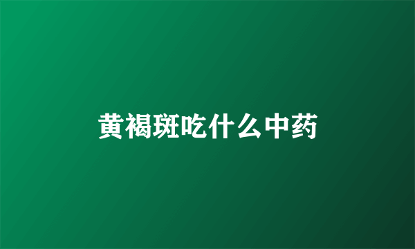 黄褐斑吃什么中药