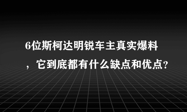 6位斯柯达明锐车主真实爆料，它到底都有什么缺点和优点？