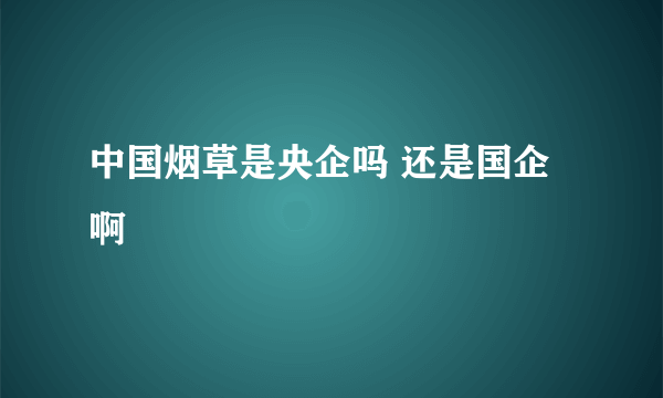 中国烟草是央企吗 还是国企啊