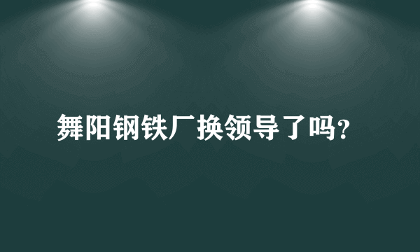 舞阳钢铁厂换领导了吗？